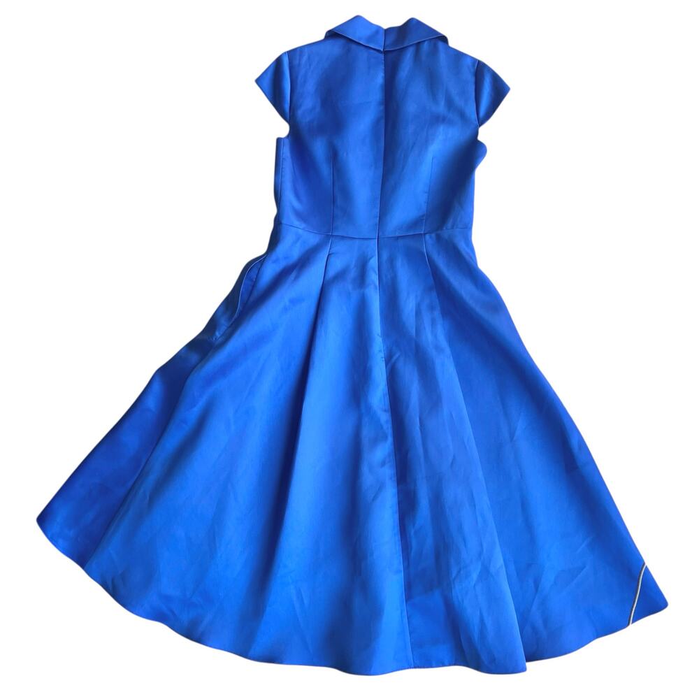Adrianna Papell Royal Blue High-Low A-Line Satin Cocktail Dress Medium - Picture 6 of 10